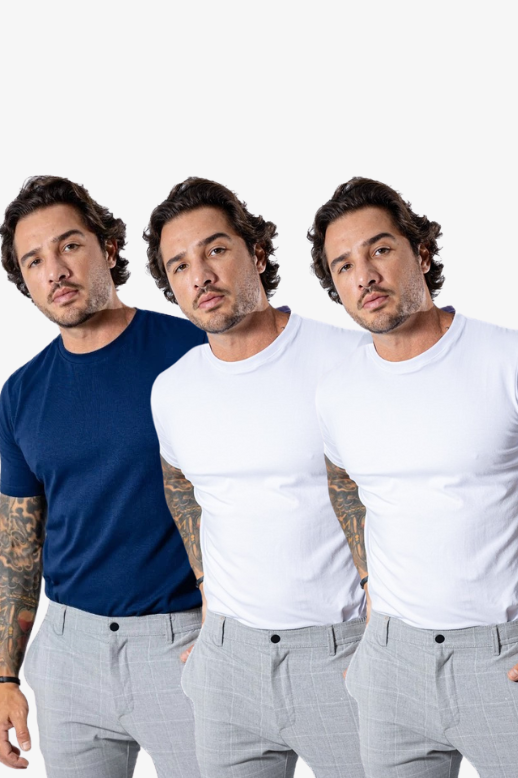 Kit de 3 Camisetas Elastic Tech Cotton
