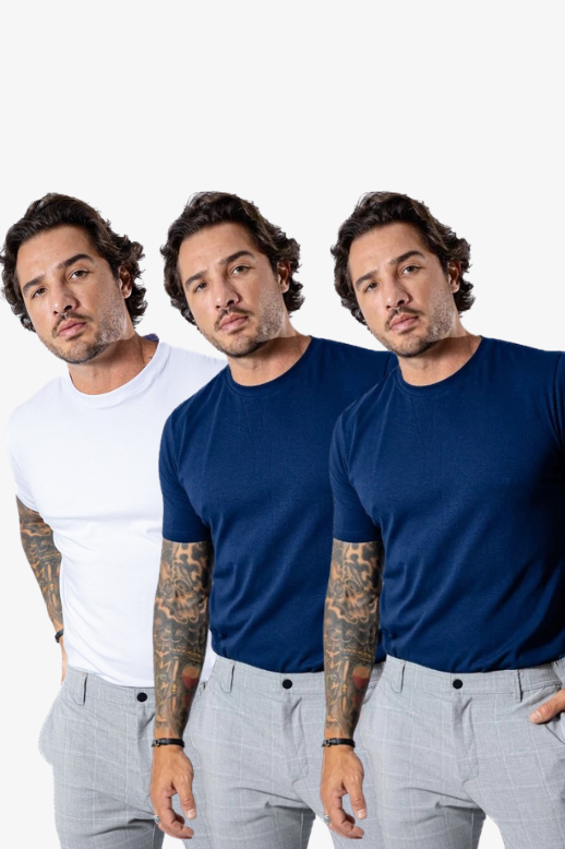 Kit de 3 Camisetas Elastic Tech Cotton