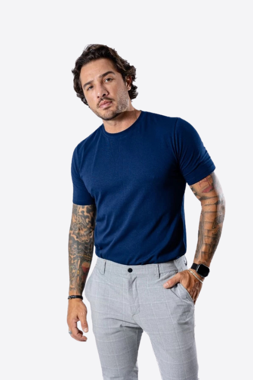 Camisetas Elastic Tech Cotton · Azul Marinho
